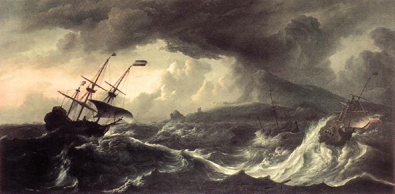 BACKHUYSEN, Ludolf Ships Running Aground in a Storm  hh Sweden oil painting art